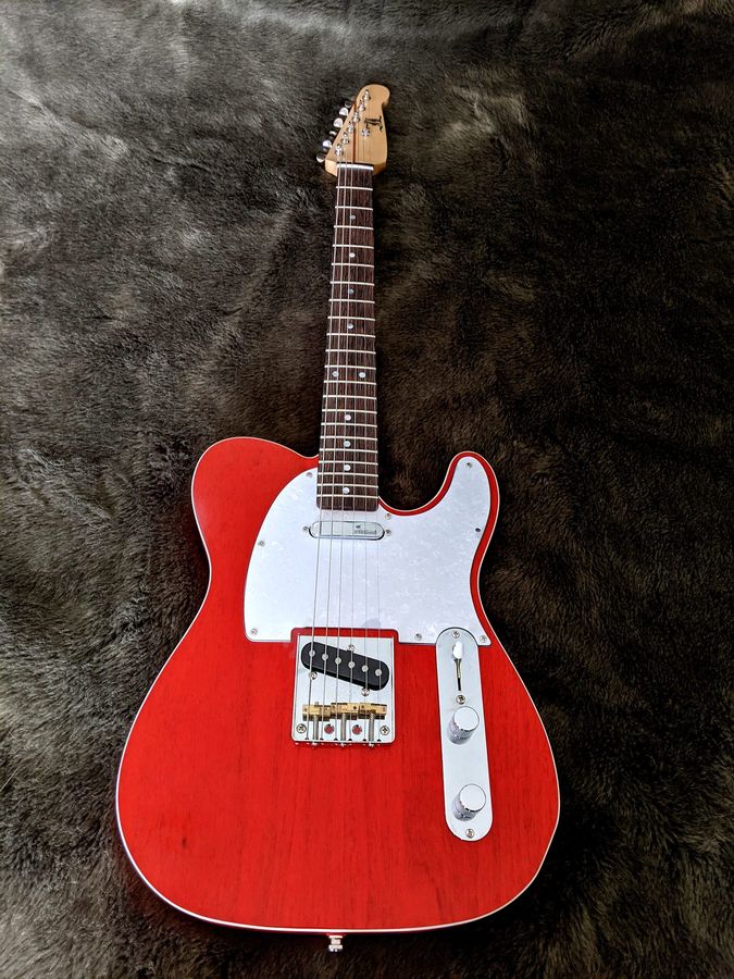 Red Telecaster-style guitar, first electric build